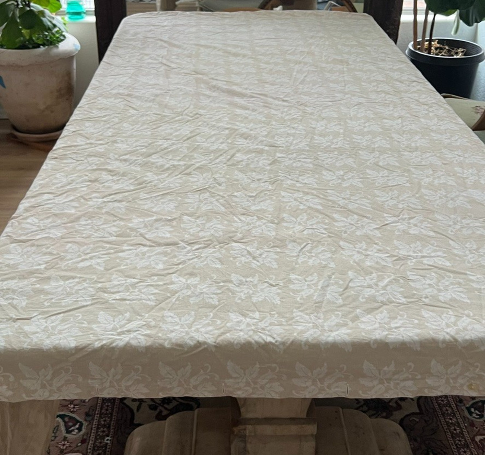 Vintage Yves Delorme Duvet Cover 88 x 82" Beige Floral Cotton Made in France